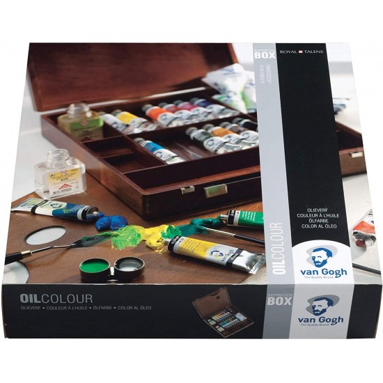 Van Gogh Oil Colour Wooden Box Set Inspiration with 14 Colours in 40ml Tube + Accessories
